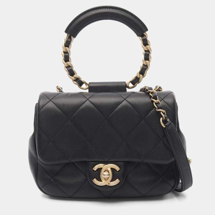 Pre Owned  Chanel In-the-Loop CC Black Lambskin Sheep Leather Shoulder Bag