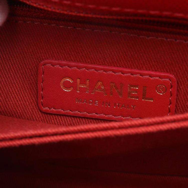 Pre Owned Chanel Coco Handle Red Calfskin Top Handle Bag