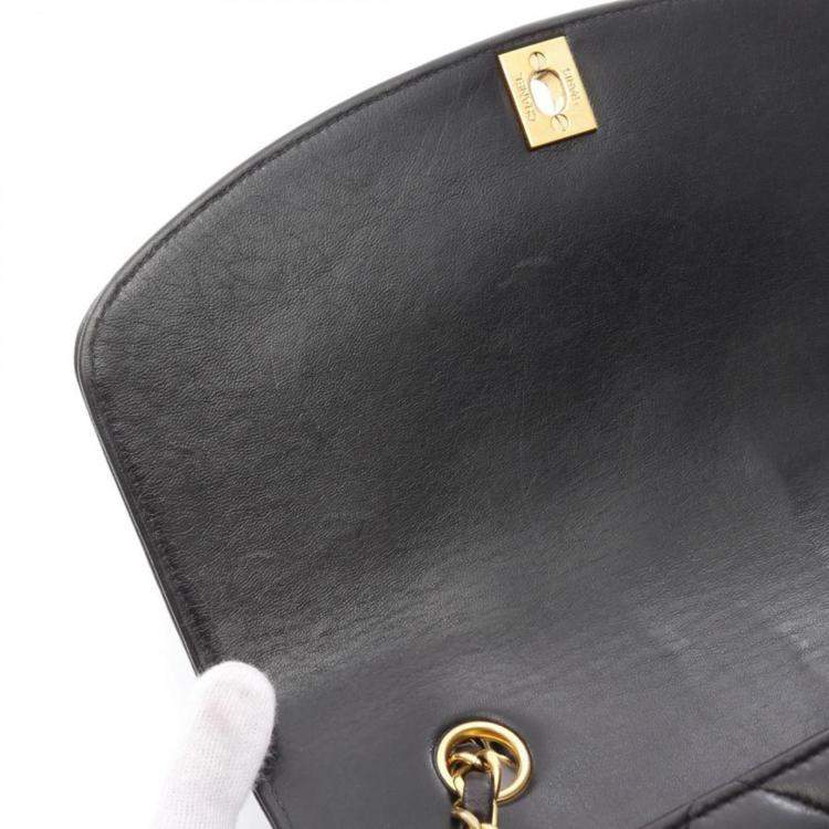 Pre Owned Chanel Diana Flap Black Lambskin Leather Shoulder Bag