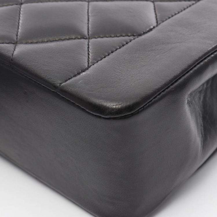 Pre Owned Chanel Diana Flap Black Lambskin Leather Shoulder Bag