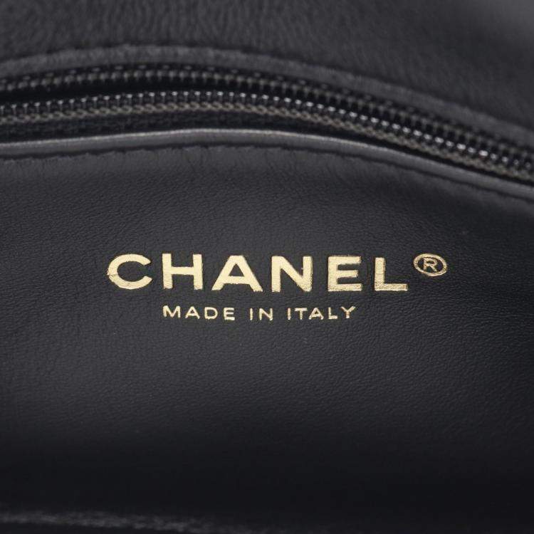 Pre Owned Chanel Color Match Flap Small Black Lambskin Quilted Bag