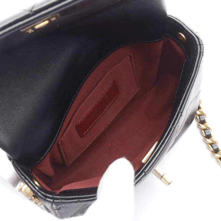 Pre Owned Chanel Side Note Leather Black Shoulder Bag