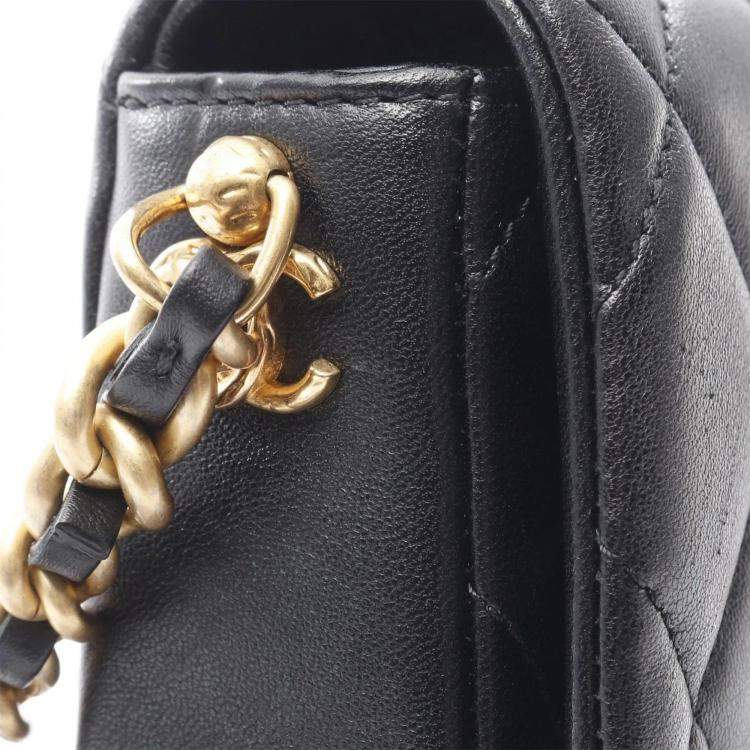 Pre Owned Chanel Side Note Leather Black Shoulder Bag