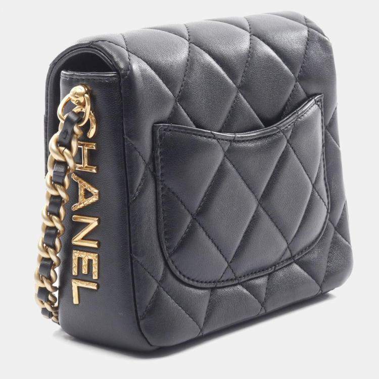 Pre Owned Chanel Side Note Leather Black Shoulder Bag