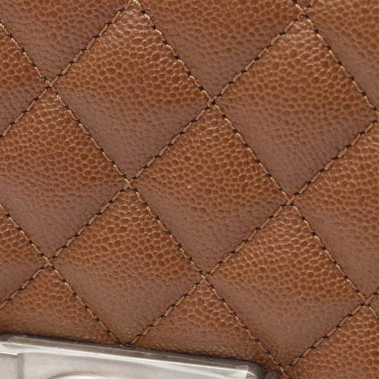 Pre Owned Chanel Boy Small Brown Leather Shoulder Bag
