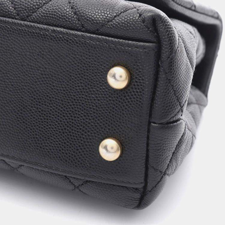 Pre Owned Chanel Coco Handle Black Leather Shoulder Bag