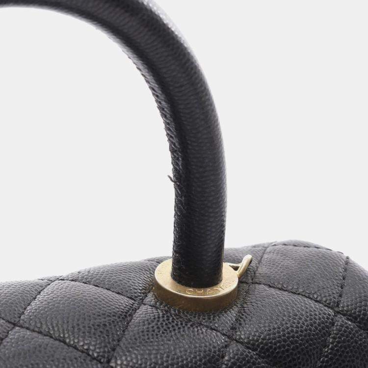 Pre Owned Chanel Coco Handle Black Leather Shoulder Bag