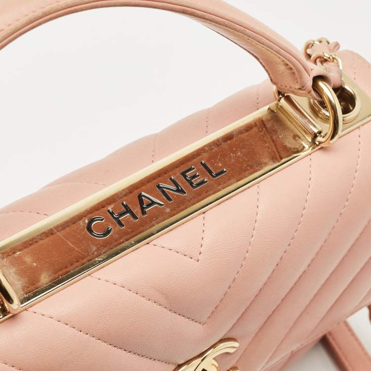 Pre Owned Chanel Pink Quilted Leather Small Trendy CC Top Handle Bag
