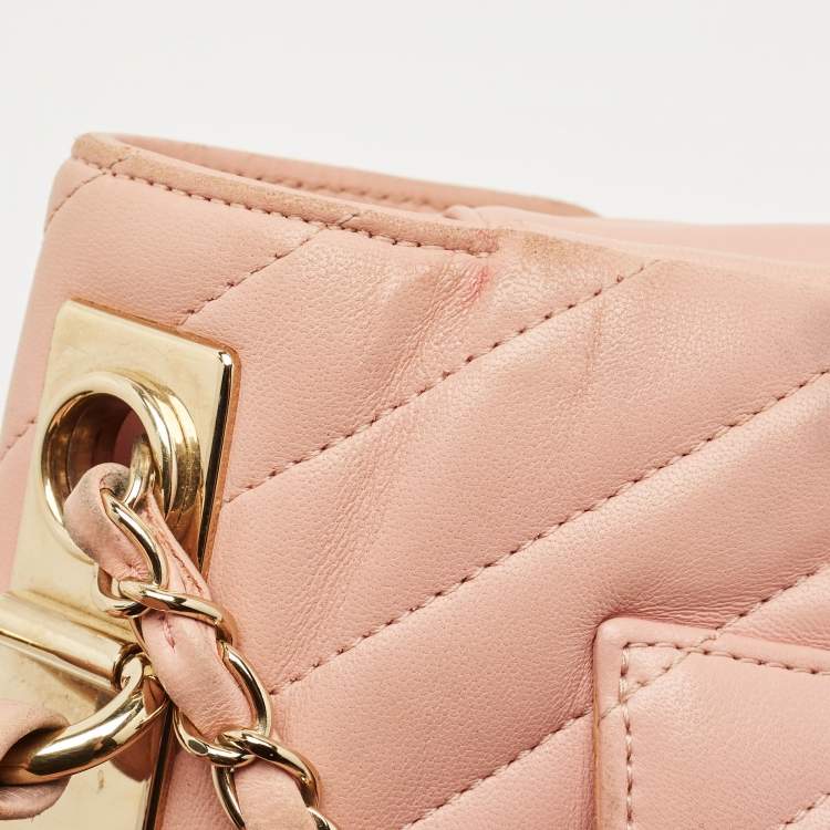 Pre Owned Chanel Pink Quilted Leather Small Trendy CC Top Handle Bag
