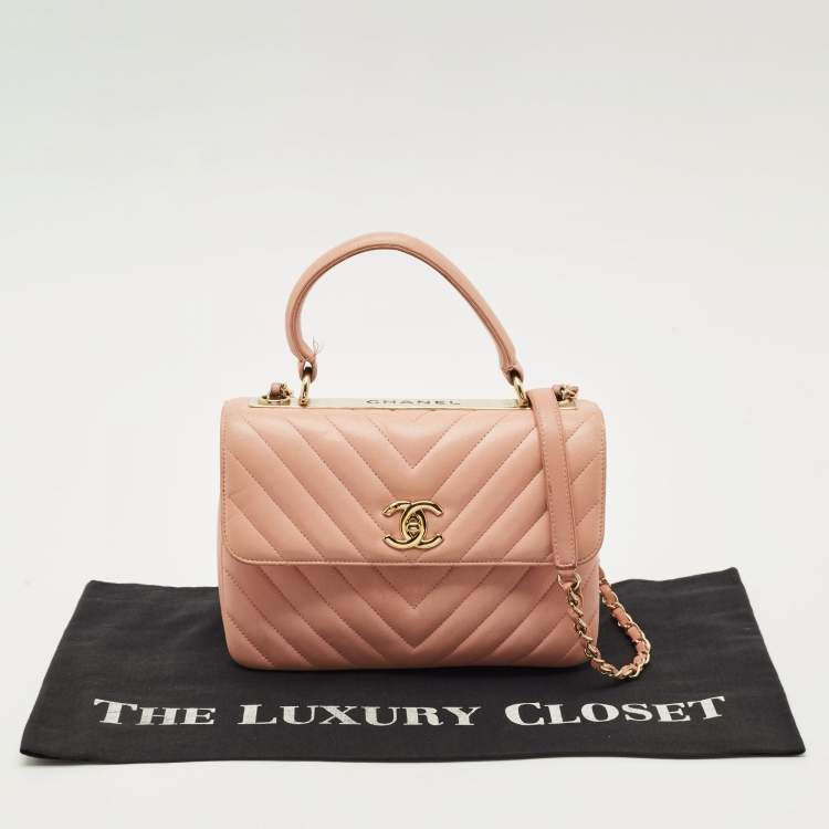 Pre Owned Chanel Pink Quilted Leather Small Trendy CC Top Handle Bag