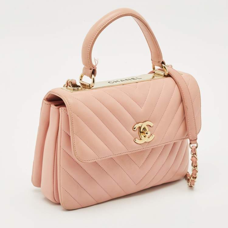 Pre Owned Chanel Pink Quilted Leather Small Trendy CC Top Handle Bag