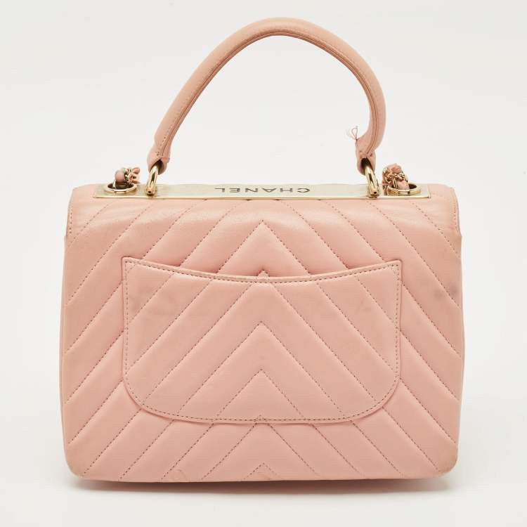 Pre Owned Chanel Pink Quilted Leather Small Trendy CC Top Handle Bag