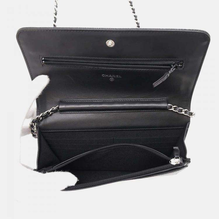 Pre Owned Chanel CC Black Leather Wallet on Chain