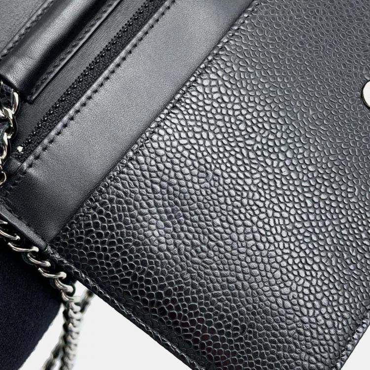 Pre Owned Chanel CC Black Leather Wallet on Chain