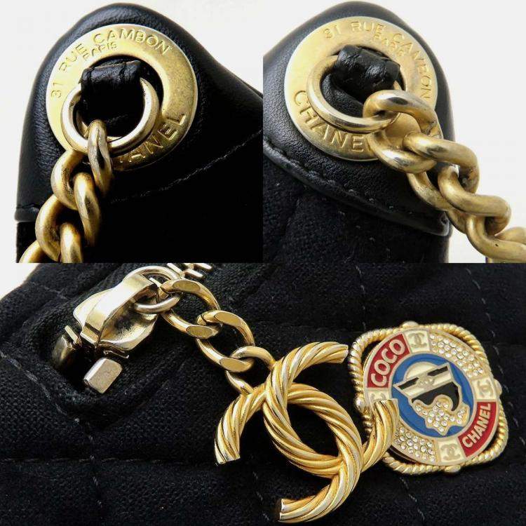 Pre Owned Chanel Paris Hamburg Black Wool Body Bag