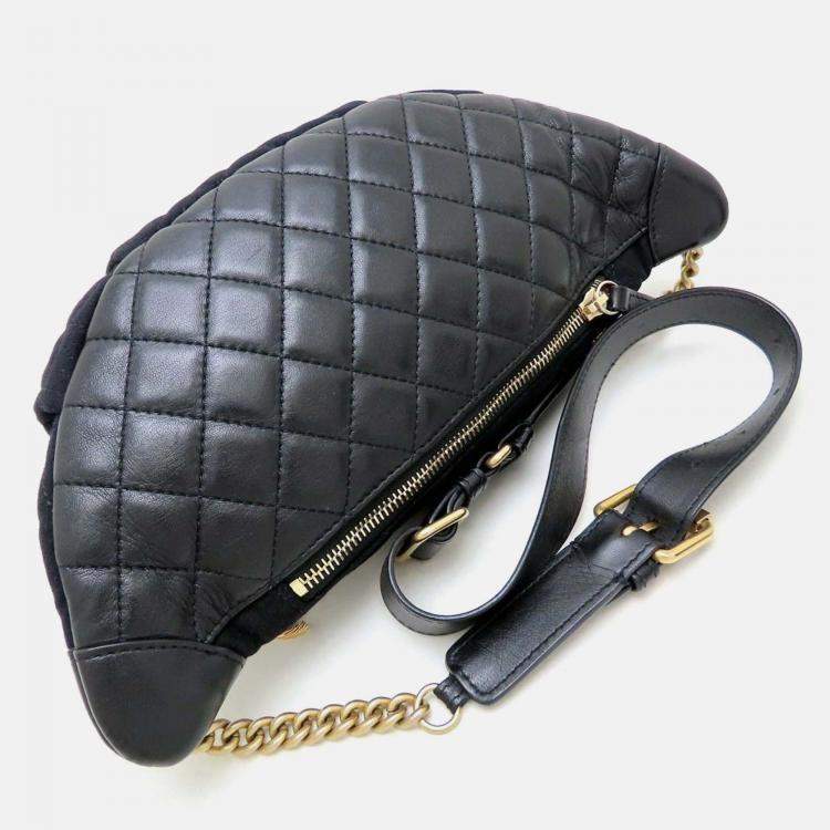 Pre Owned Chanel Paris Hamburg Black Wool Body Bag
