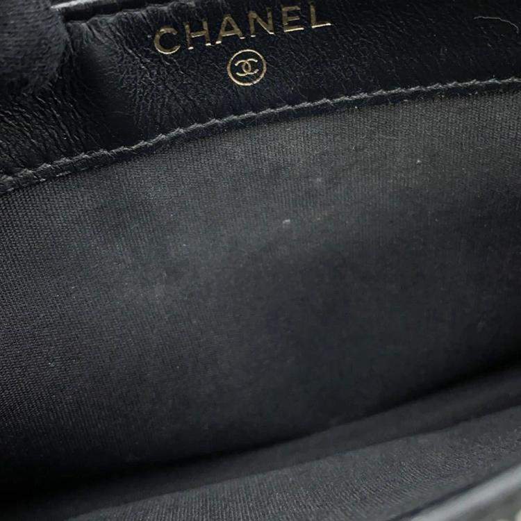 Pre Owned Chanel CC Filigree Black Caviar Skin Wallet On Chain 