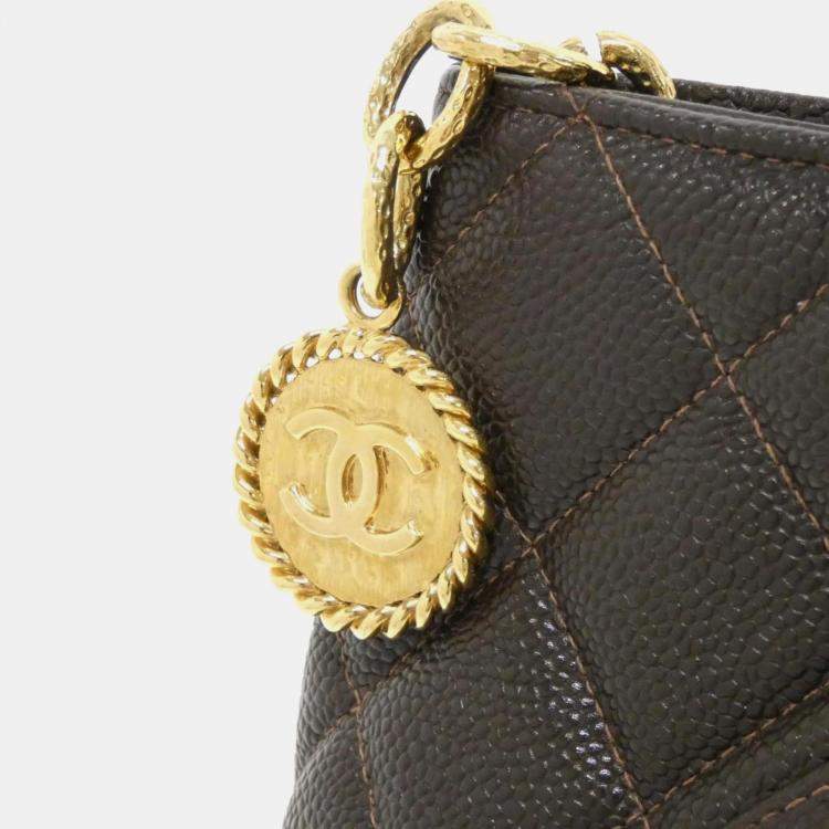Pre Owned Chanel Medallion Brown Grained Calfskin Leather Tote Bag