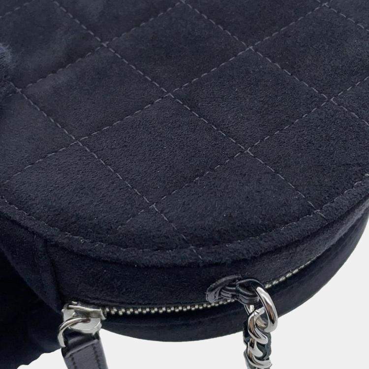 Pre Owned Chanel Star Round Quilted Suede with Crystal Embellished Charms Clutch with Chain 