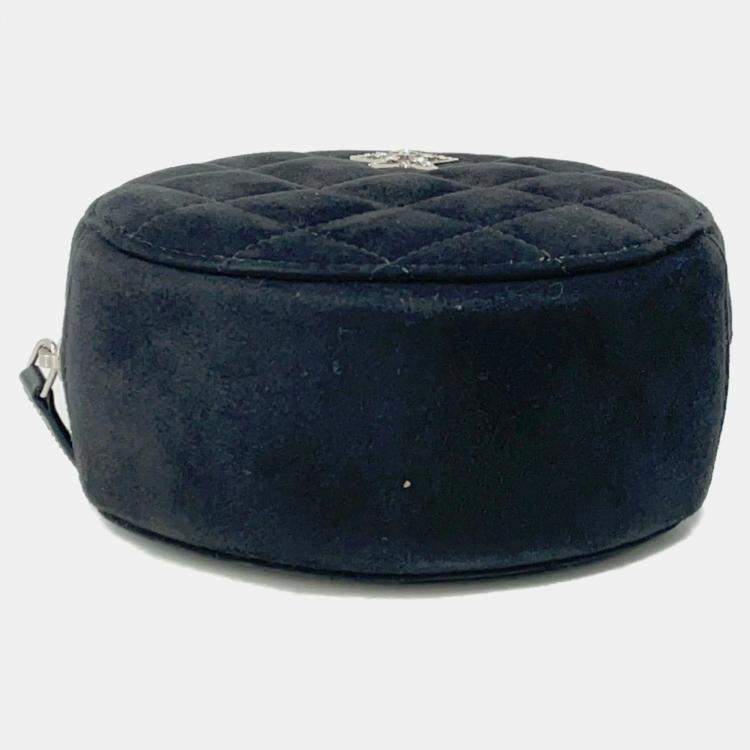 Pre Owned Chanel Star Round Quilted Suede with Crystal Embellished Charms Clutch with Chain 