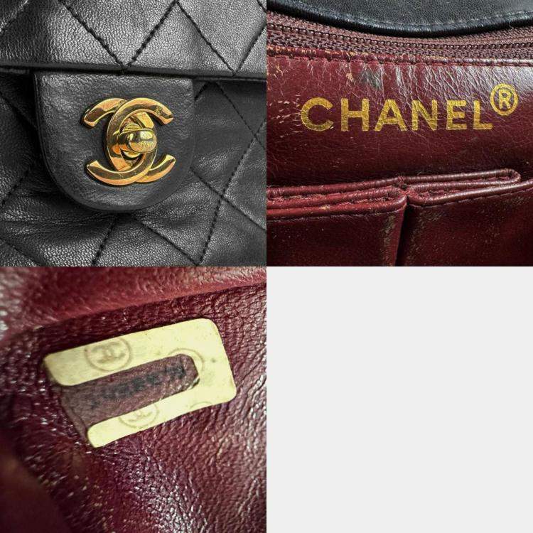 Pre Owned Chanel Flap Black Lambskin Shoulder Bag