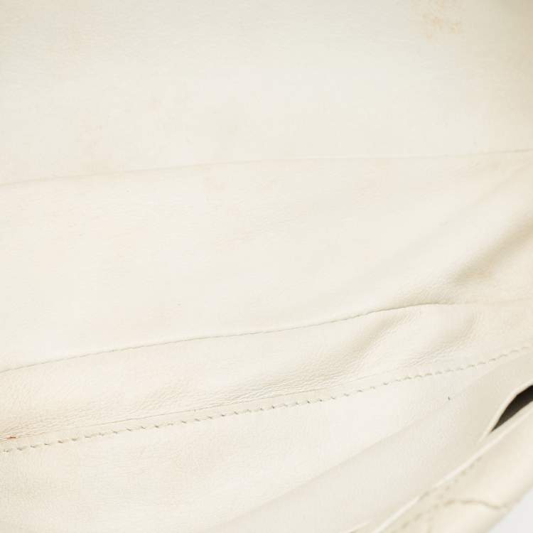 Pre Owned Chanel Off White Quilted Leather Braided Flap Bag