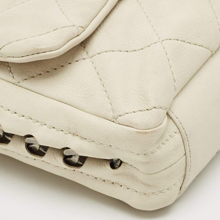 Pre Owned Chanel Off White Quilted Leather Braided Flap Bag