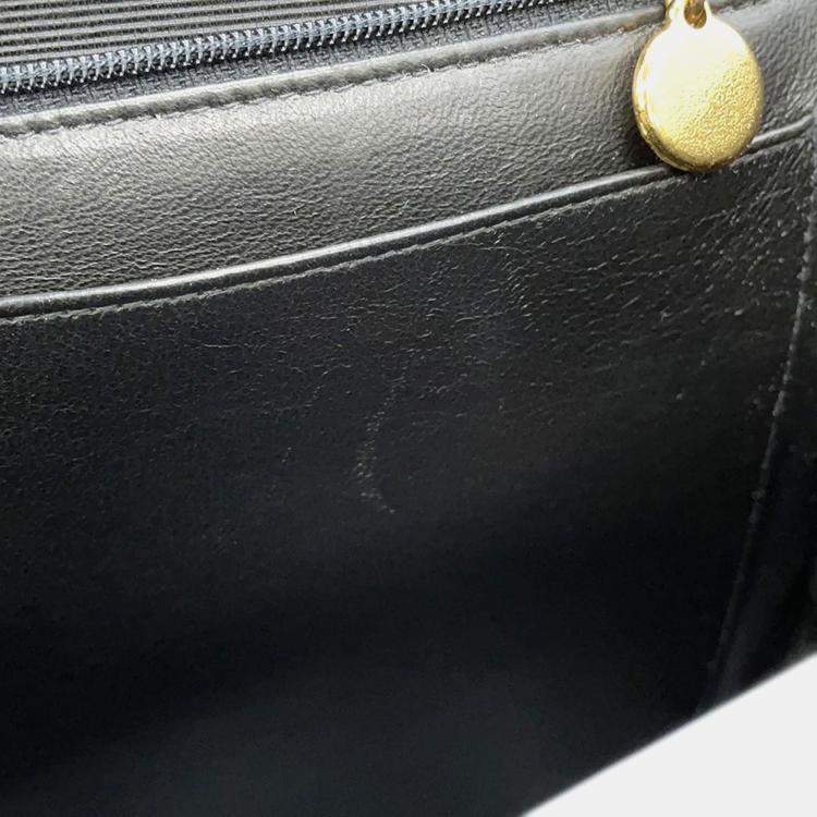 Pre Owned Chanel Chevron Black Caviar Leather Shoulder Bag