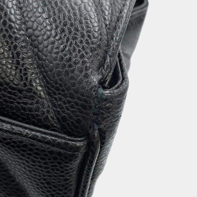 Pre Owned Chanel Chevron Black Caviar Leather Shoulder Bag