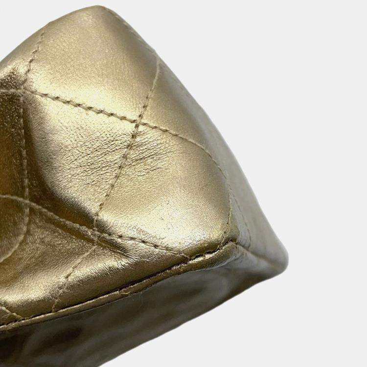 Pre Owned Chanel Mini Matelasse Gold Lambskin Chain shoulder Bag 