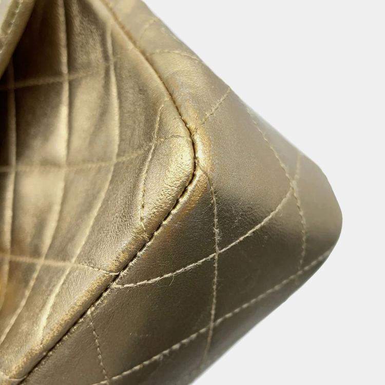 Pre Owned Chanel Mini Matelasse Gold Lambskin Chain shoulder Bag 