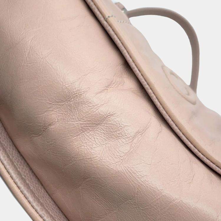 Pre Owned Chanel Deauville PM Pink Leather Caviar Leather Chain Tote Bag 