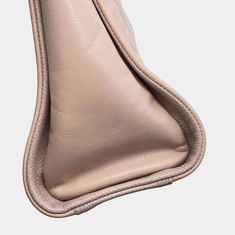 Pre Owned Chanel Deauville PM Pink Leather Caviar Leather Chain Tote Bag 