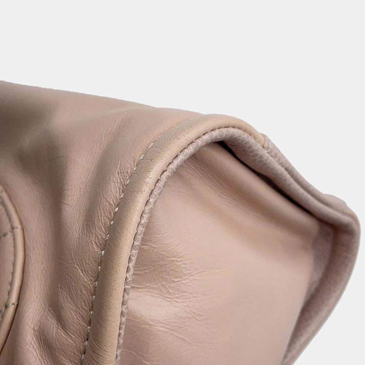 Pre Owned Chanel Deauville PM Pink Leather Caviar Leather Chain Tote Bag 