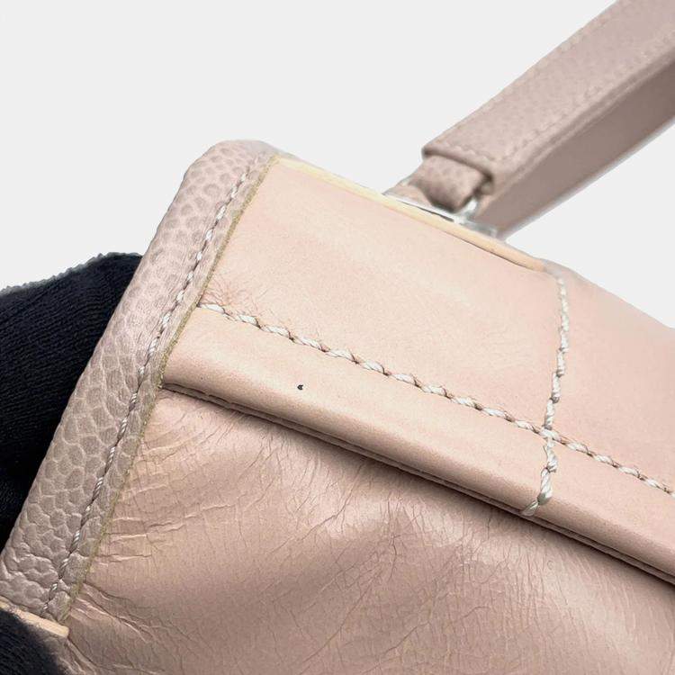 Pre Owned Chanel Deauville PM Pink Leather Caviar Leather Chain Tote Bag 