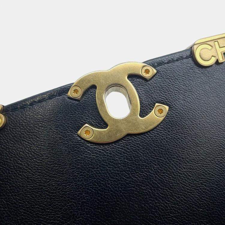 Pre Owned Chanel Matelasse Black Lambskin Chain Shoulder Bag 
