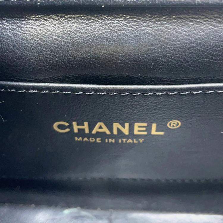Pre Owned Chanel Matelasse Black Lambskin Chain Shoulder Bag 