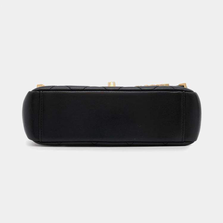 Pre Owned Chanel Matelasse Black Lambskin Chain Shoulder Bag 