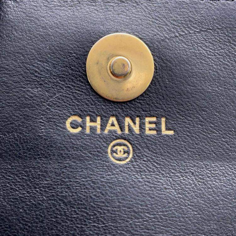 Pre Owned Chanel Matelasse Ball  Black Lambskin Chain Mini Pouch