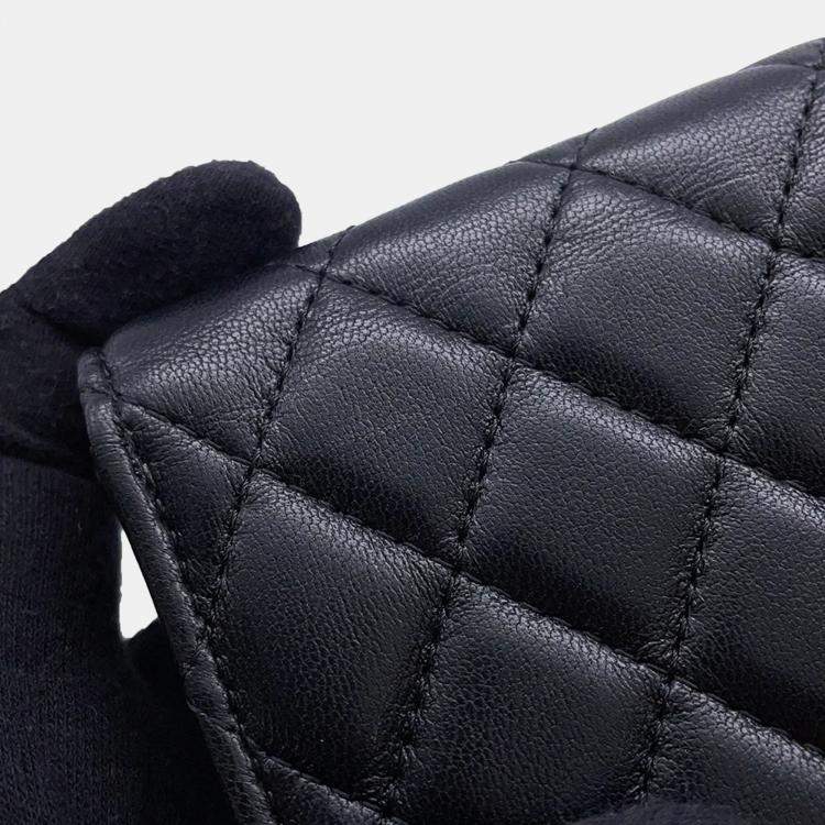 Pre Owned Chanel Matelasse Ball  Black Lambskin Chain Mini Pouch