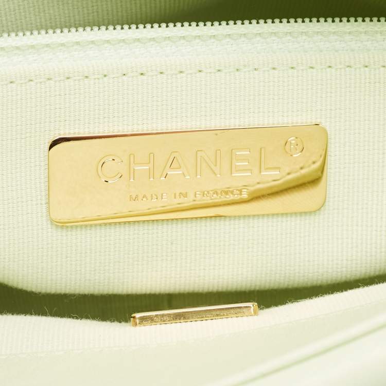 Pre Owned Chanel Mint Green Quilted Leather Large 19 Flap Bag
