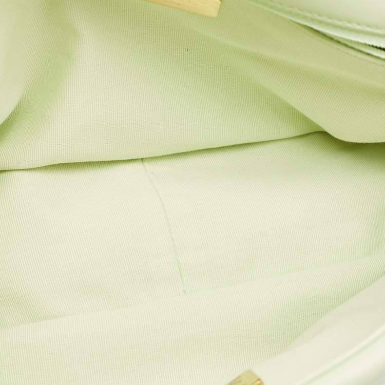 Pre Owned Chanel Mint Green Quilted Leather Large 19 Flap Bag