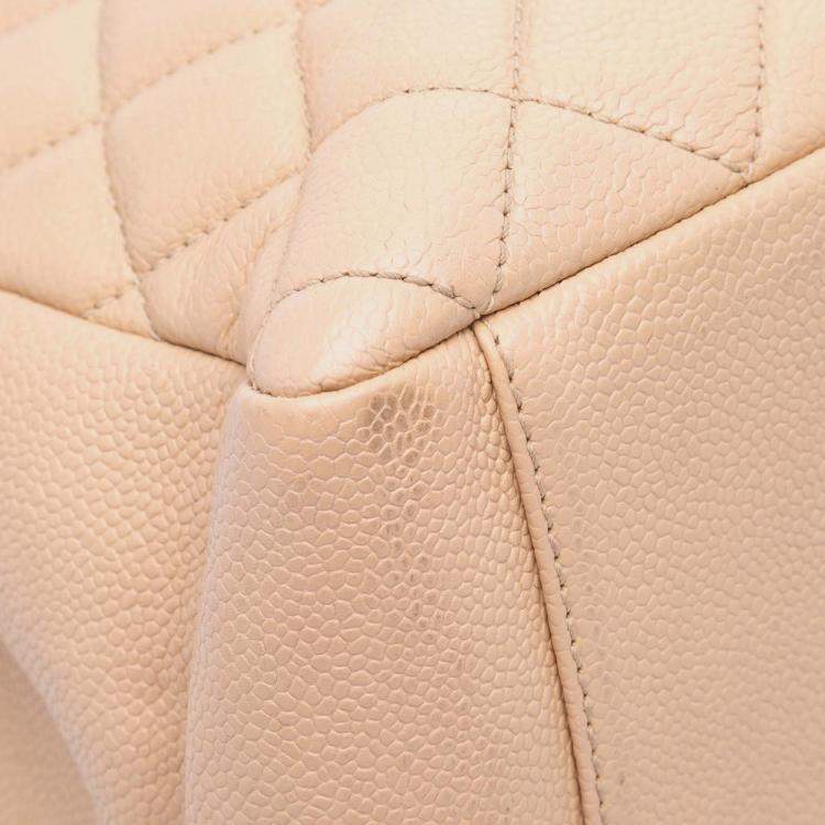 Pre Owned Chanel Beige Caviar Grand Shopping Tote