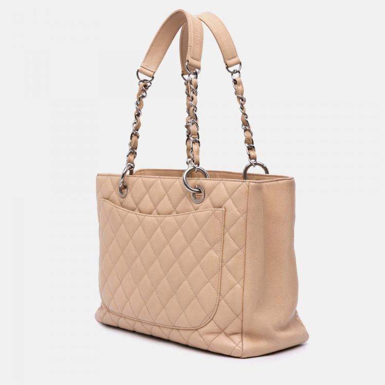 Pre Owned Chanel Beige Caviar Grand Shopping Tote
