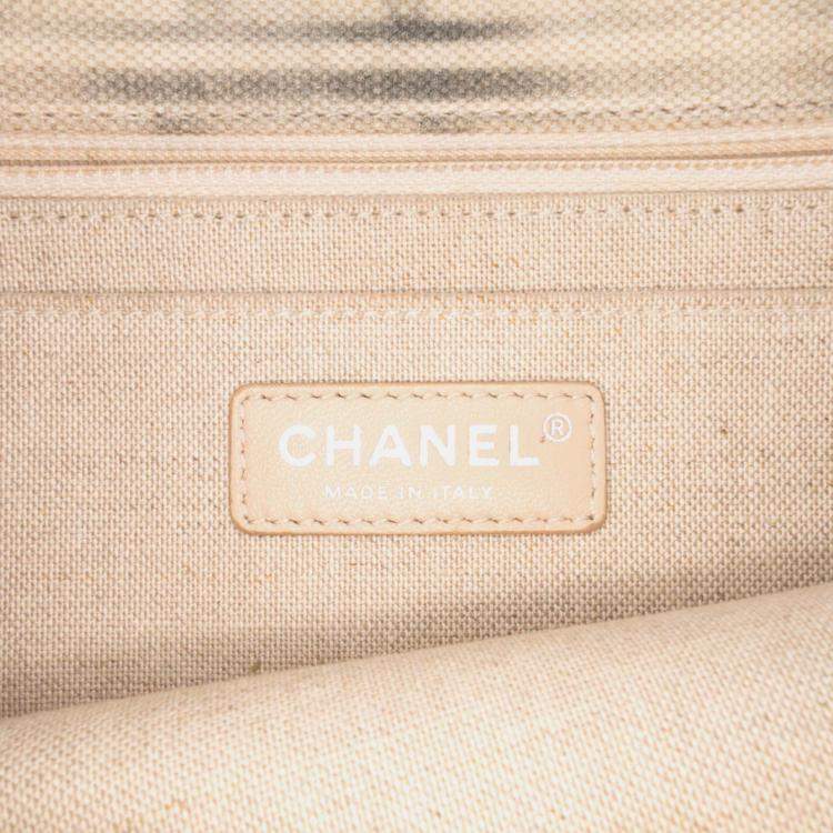 Pre Owned Chanel Beige/Grey Canvas Iliad Flap Clutch