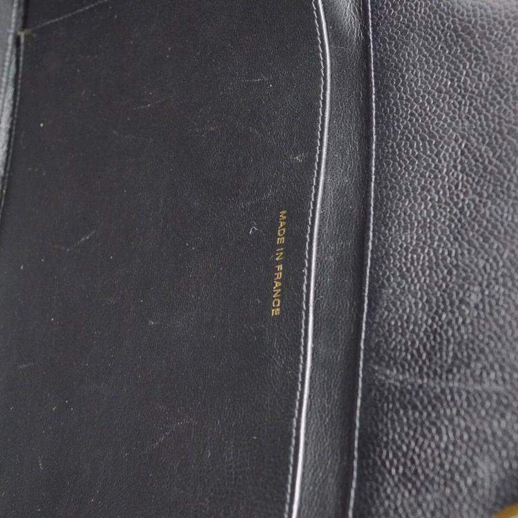 Pre Owned Chanel Black Calfskin Tote Chain Handbag