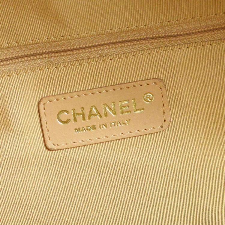 مملوكة مسبقًا Chanel Bowling Beige Caviar Leather Top Handle Bag