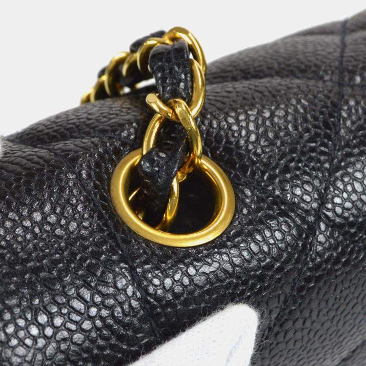 Pre Owned Chanel Diana Medium Black Leather Chain Shoulder Bag