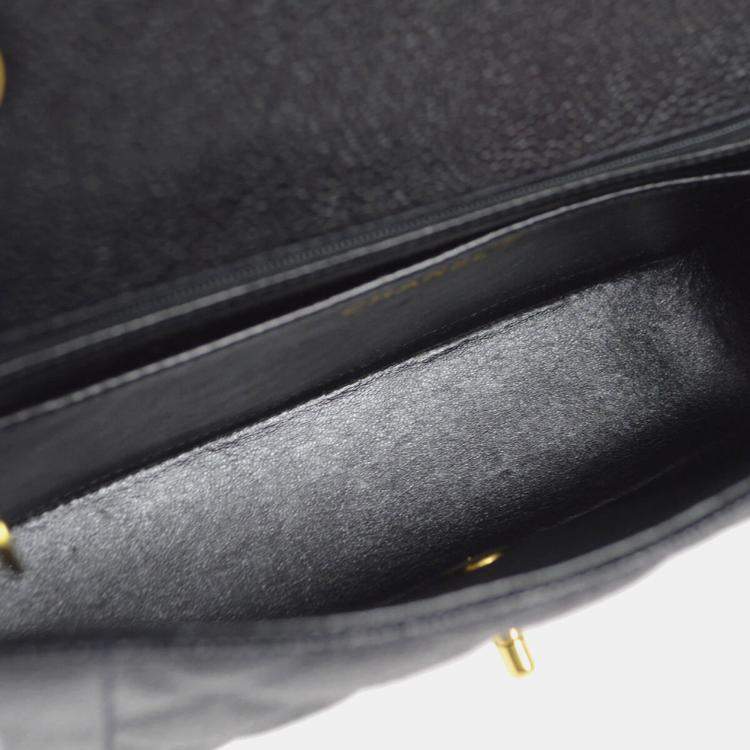 Pre Owned Chanel Diana Medium Black Leather Chain Shoulder Bag