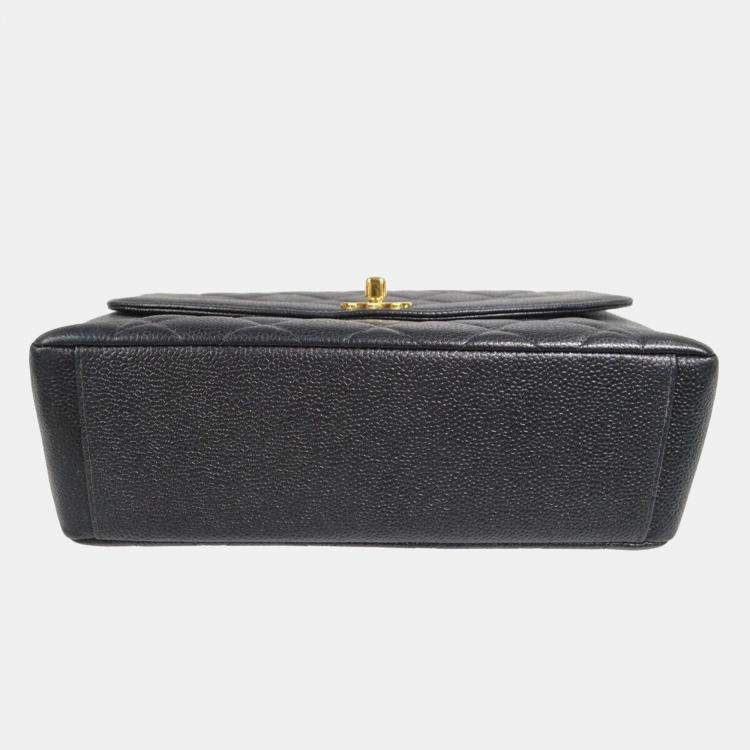 Pre Owned Chanel Diana Medium Black Caviar Leather Chain Shoulder Bag
